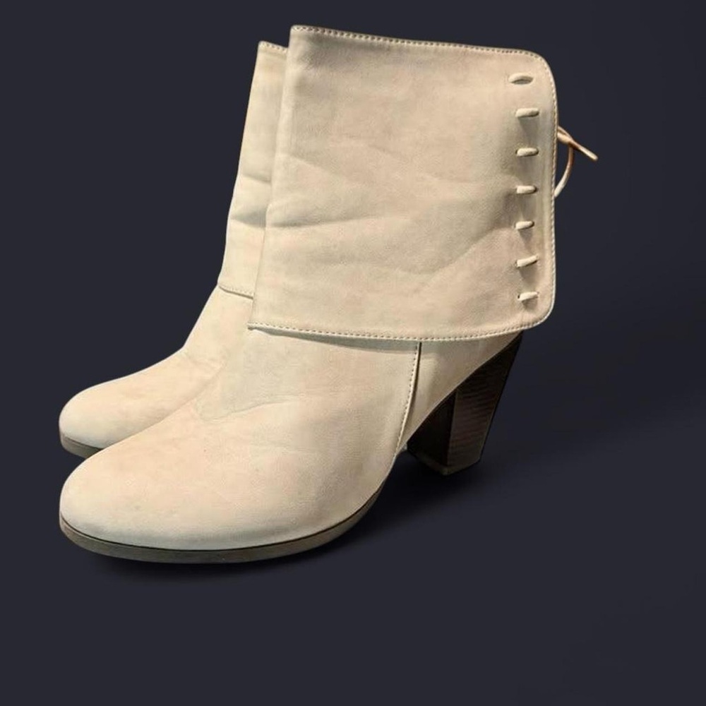 Women's Cream Ankle Boots with Lacing